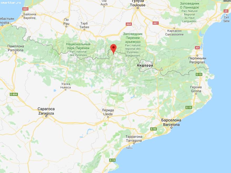 местонахождение долины Валь дАран на карте Гугл